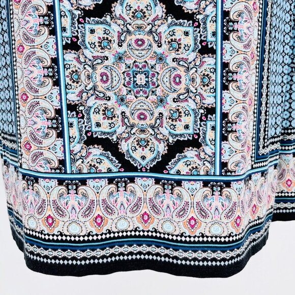 J.Jill Women's Tunic Size M Blue Geometric Print Long Sleeve Modest Cut - Picture 5 of 11